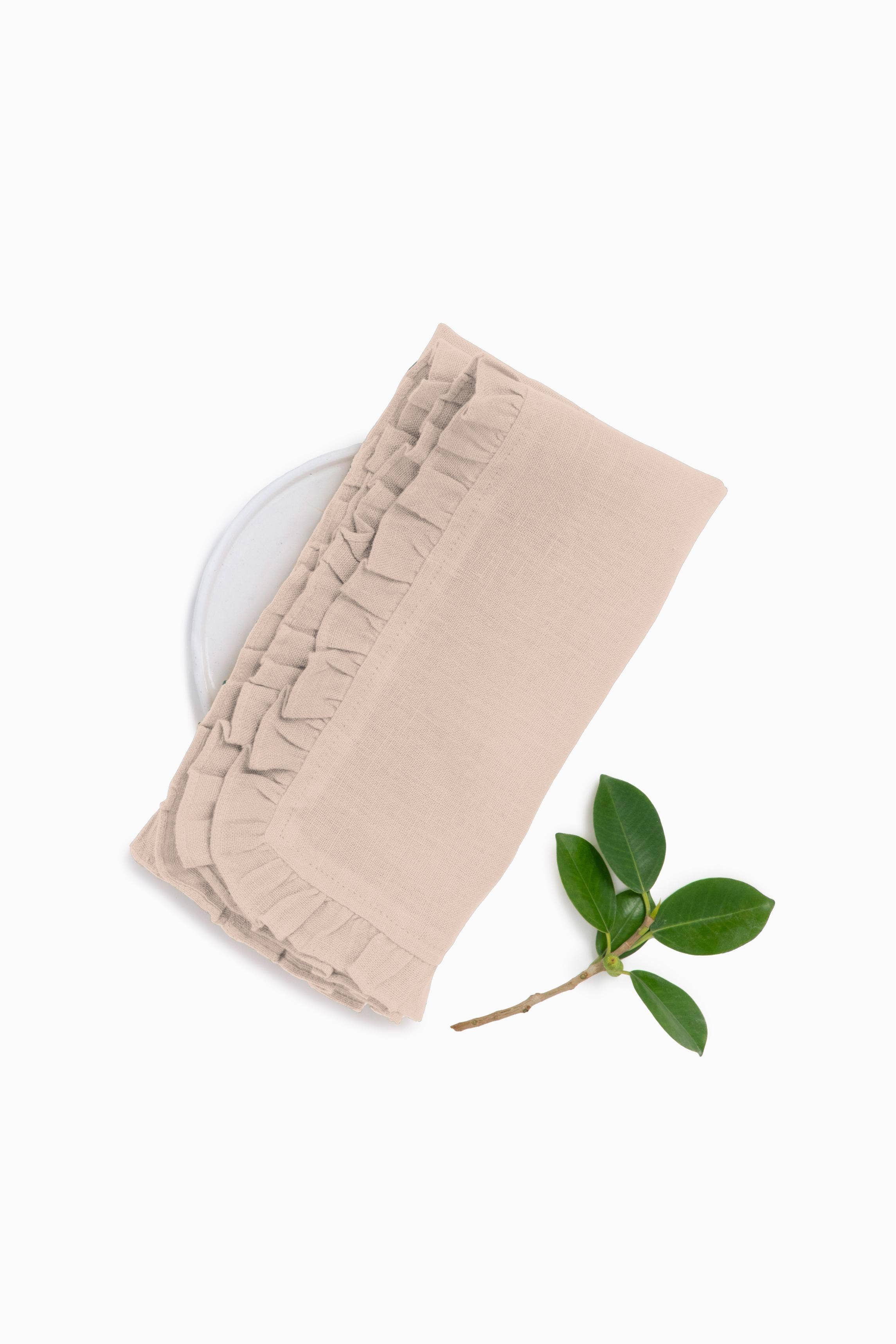 Live Linen - Venta al por mayor Servilletas de tela - Servilleta de Lino Puro – Borde con Volante11