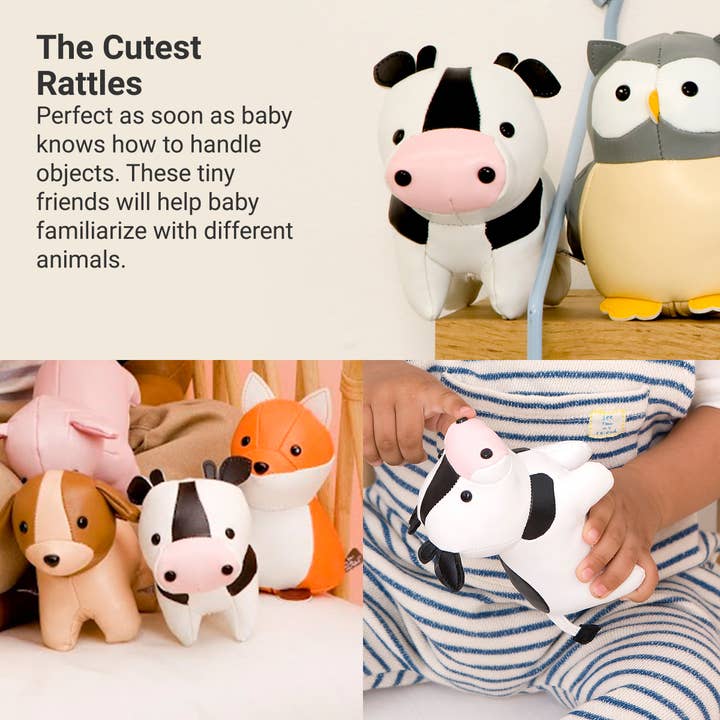 PJM Distributions - Wholesale Stuffed/Plush Toy - Kids & Baby - Little Big Friends | Tiny Friends - Cow | Plush Rattle Toy