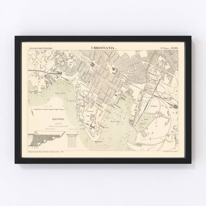 Vintage Map of Copenhagen, Denmark 1884 for wholesale by Ted's Vintage Art
