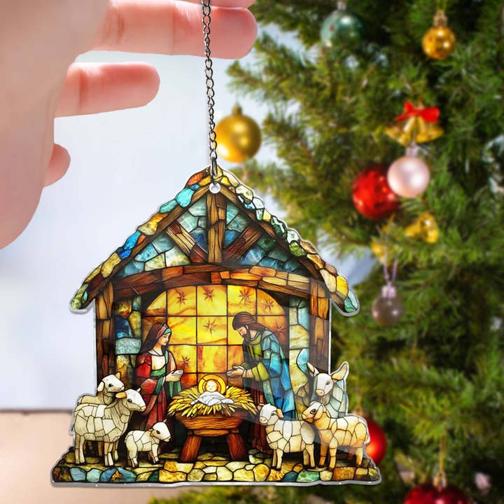Merchemy - Wholesale Wall Decor - Kids & Baby - Nativity Catholic Ornament Nativity ACRYLIC Window Hanging3