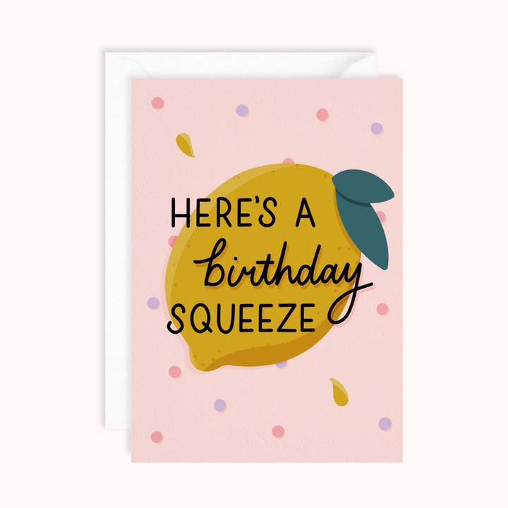 Birthday Squeeze Card | Biglietto di compleanno colorato | Limone per la vendita all'ingrosso da parte di Dani White Design