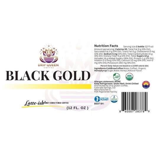 Drip Queen Coffee - Wholesale Iced Coffee/Cold Brew - Latte-ish Black Gold Cold Brew Coffee - 12/12oz3