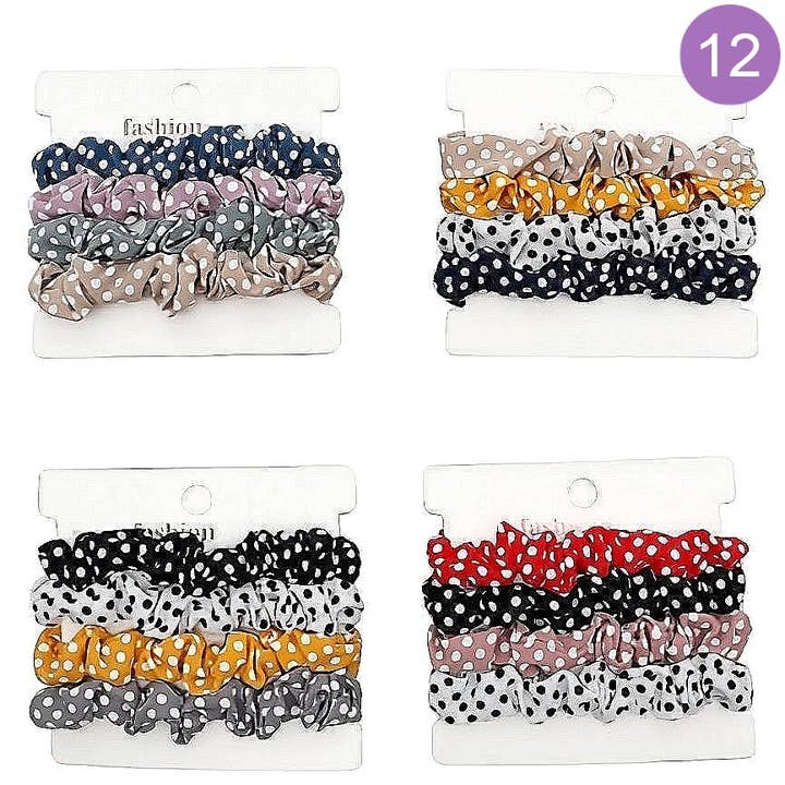 Diacly - Wholesale Scrunchie - Women's - Dozen Polka Dot Scrunch Hair Tie