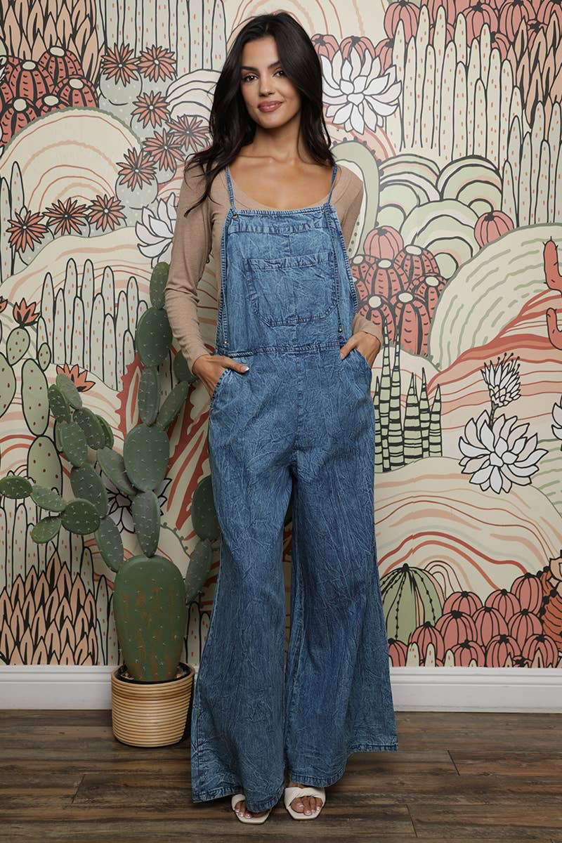 Wholesale B5A51-ASIS DENIM FLARE LEG OVERALLS JUMPSUIT for your