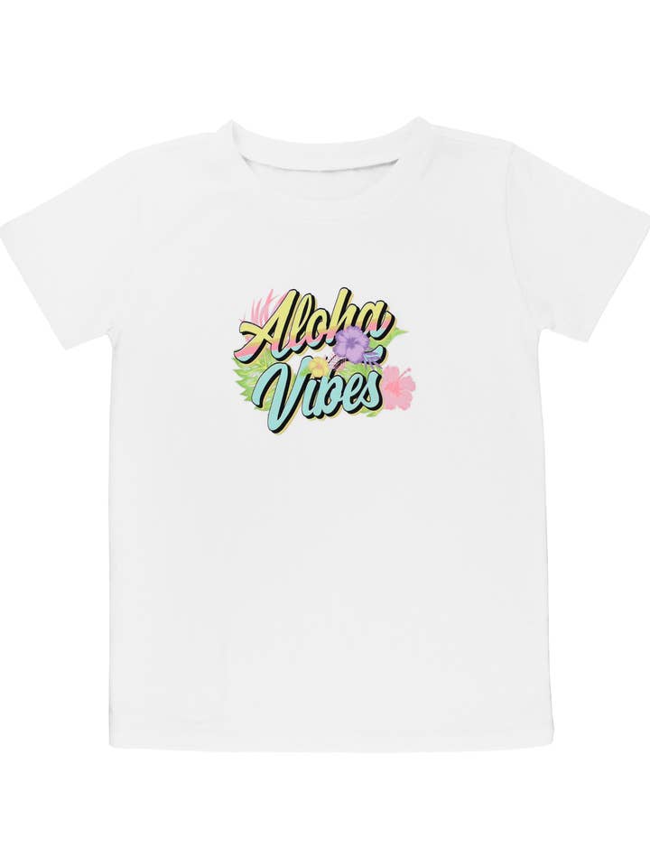 Camiseta gráfica blanca de manga corta para niñas para venta al por mayor de RuffleButts + RuggedButts