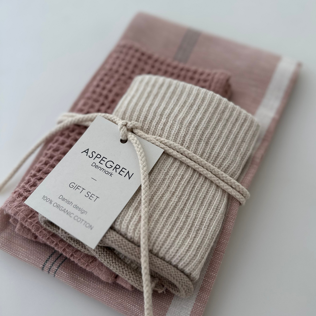 Aspegren Denmark - Wholesale Dishcloth - Gift set - 100% Organic cotton - Set of 3 - Lychee 1