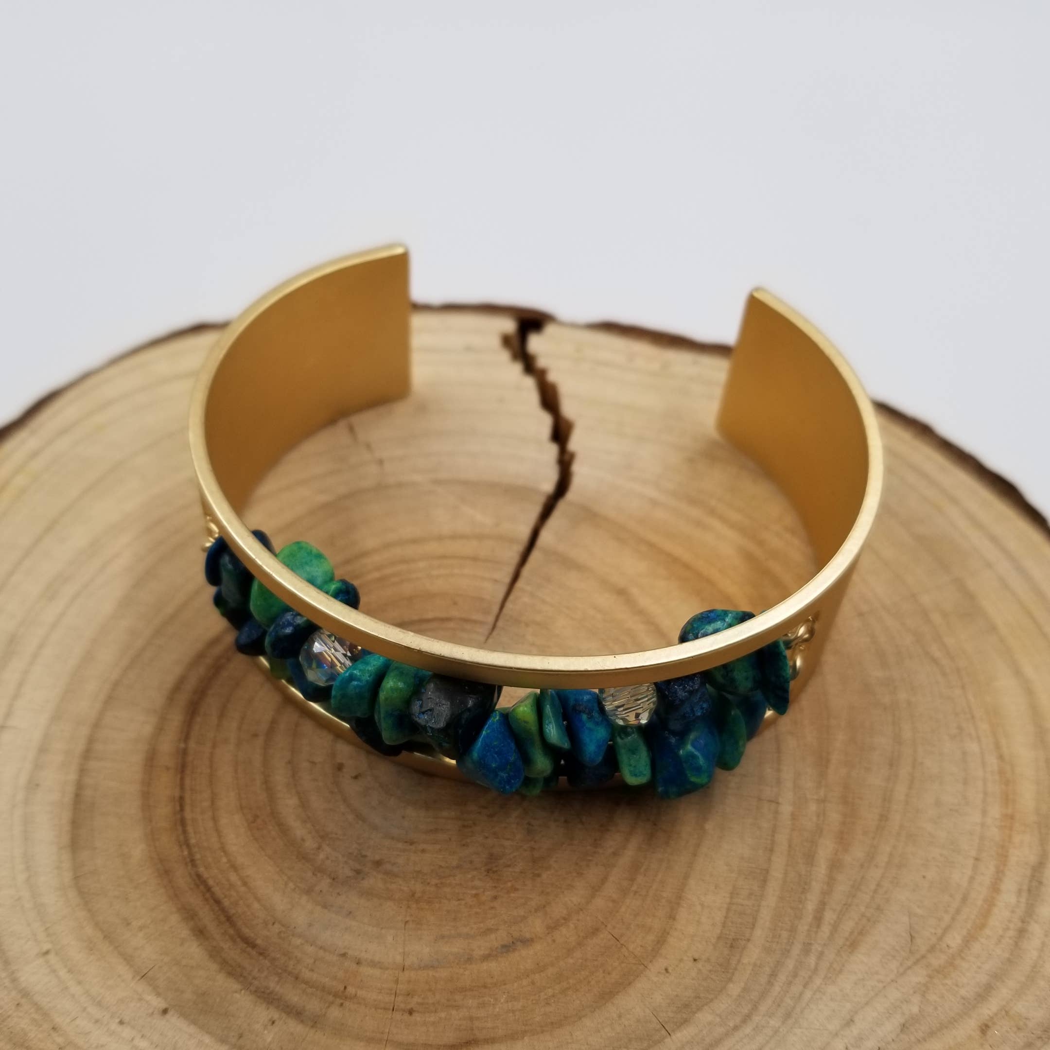 CHAKRA JEWELRY - Venta al por mayor Pulseras tipo brazalete - Brazalete abierto de cobre con piedra natural2