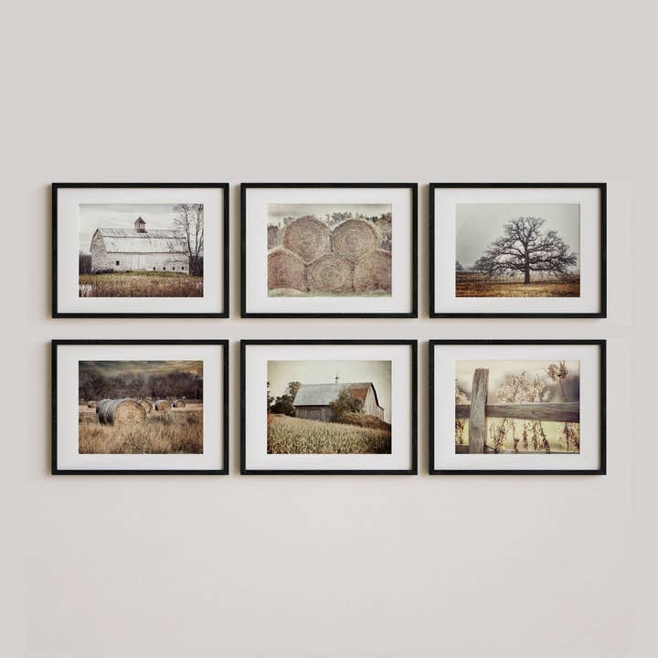 Earthtone Vintage Farmhouse | Ensemble de 6 tirages d'art pour la vente par Lisa Russo Fine Art
