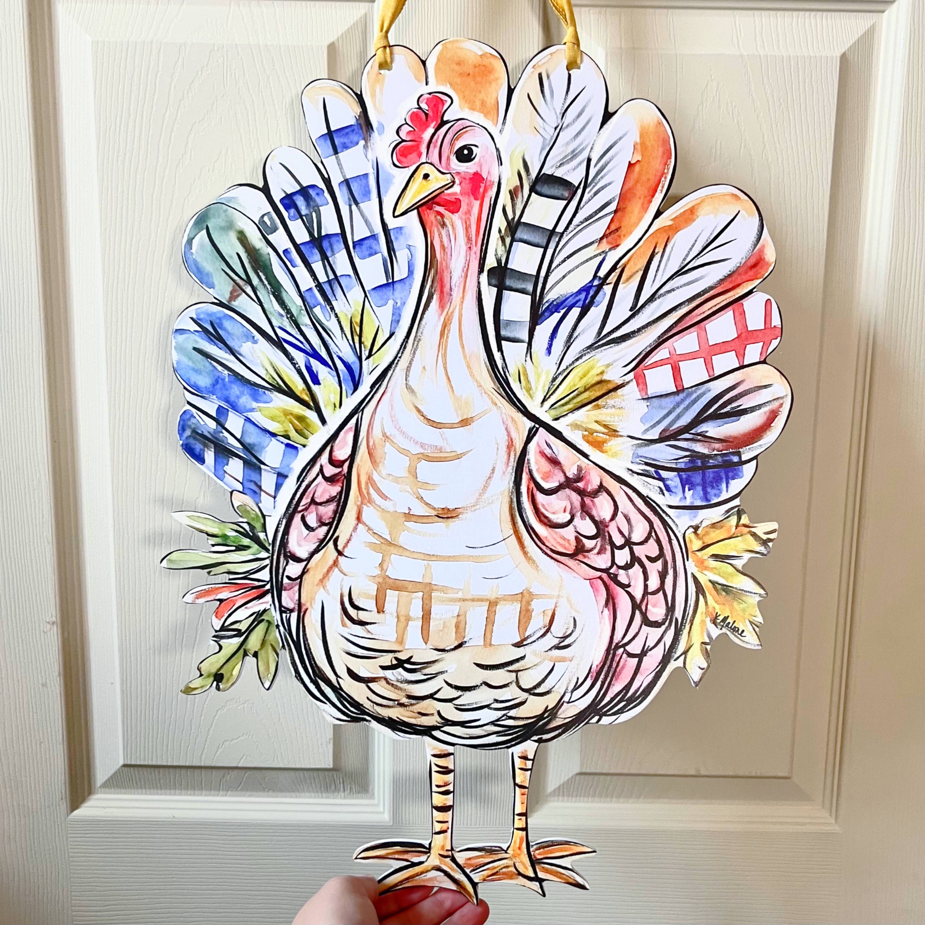 Home Malone - Wholesale Door Hanger - Patchwork Turkey Door Hanger-Thanksgiving Friendly Fun Decor2