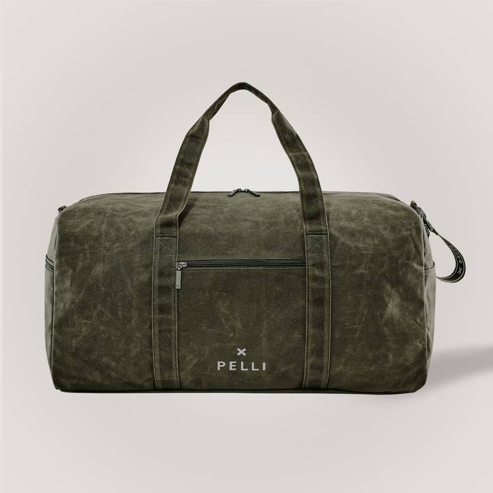Overlander - Gran bolsa de lona encerada en verde oliva quemado para venta al por mayor de Pelli Bags