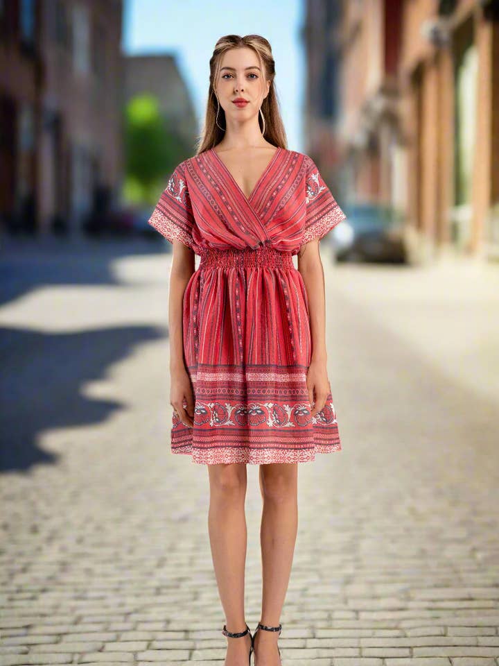 Stripe Printed Crepe Midi Dress for wholesale by Alantino