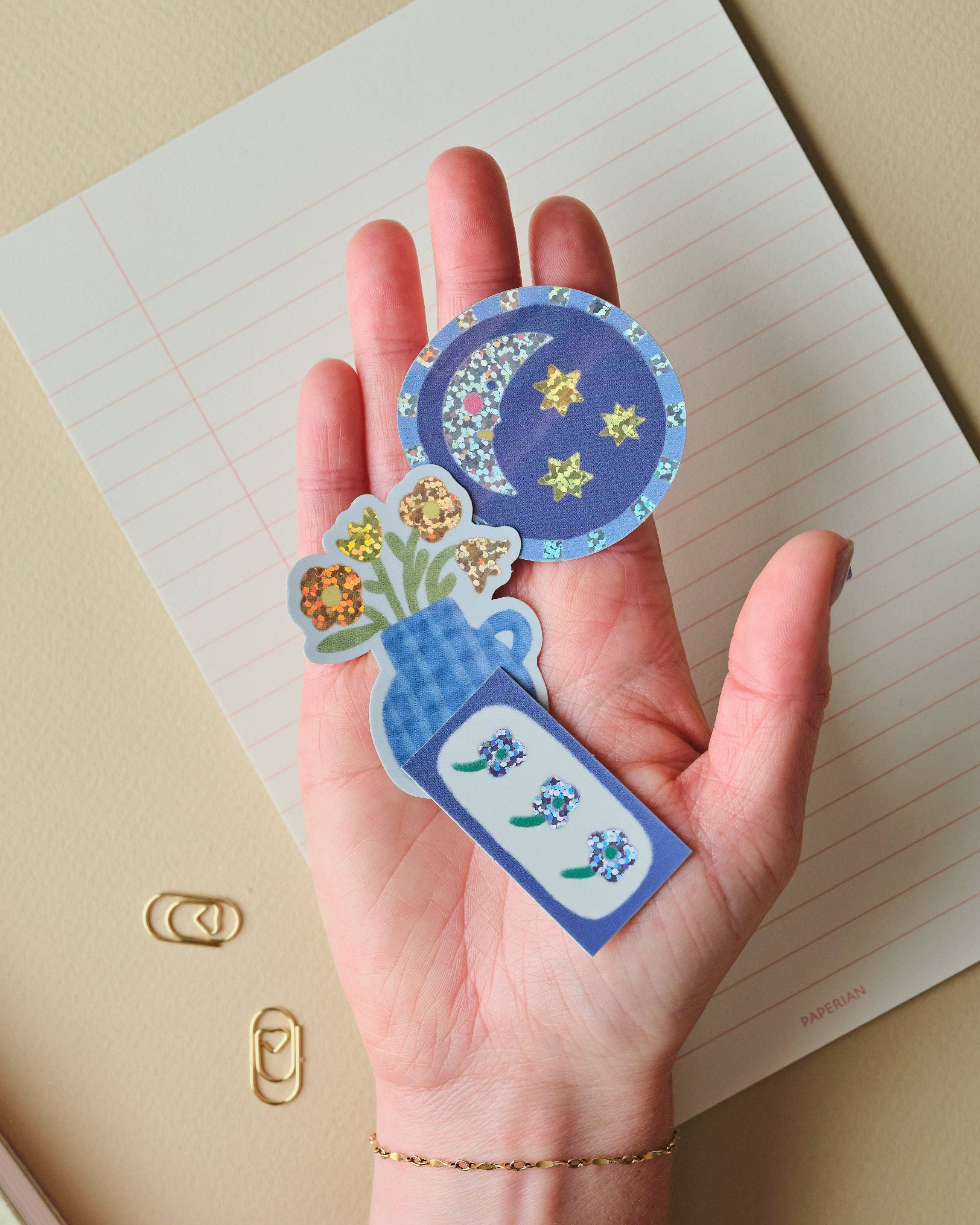 Claire Paul – wholesale Klistermärke – Månen och stjärnor Holografisk klistermärke4