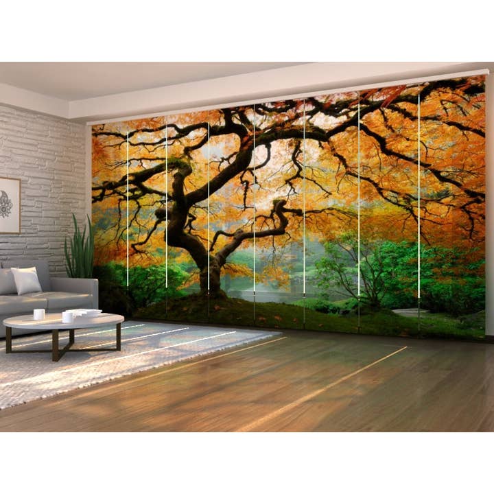 Set of 8 Old Japanese Maple Panel Curtains for wholesale by IlyDecor