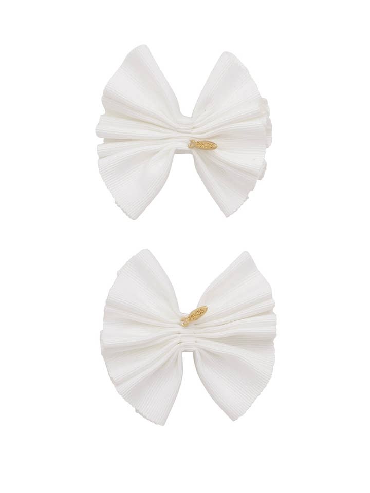 Pleated Palm Piggies Clip Set - White for wholesale by Project 6 NY Kids