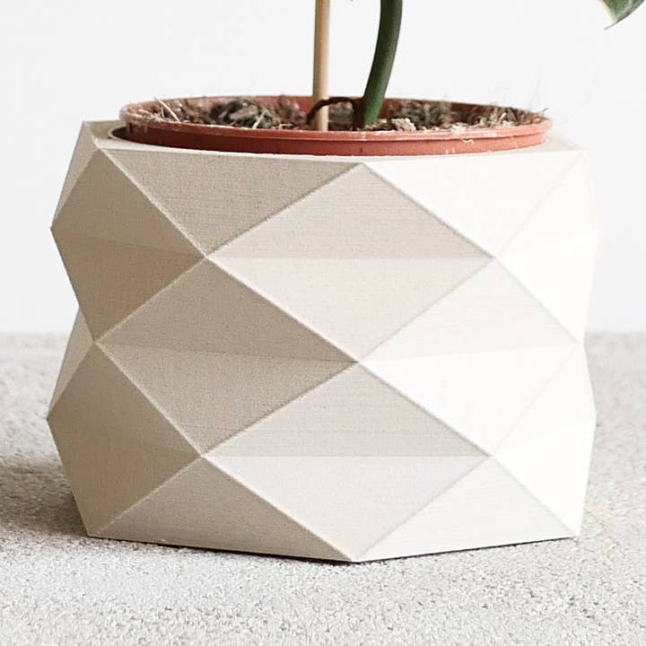 Wooden indoor plant pot White, Black and beige - Tray for wholesale by MINIMUM DESIGN