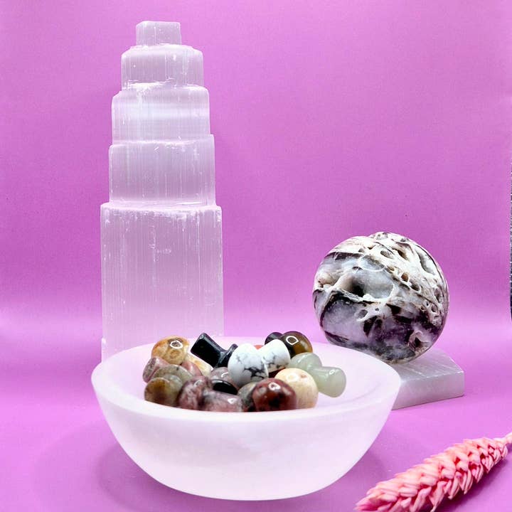 Moonlight Gemstones – wholesale Spiritual stone/crystal – Selenite Tower 15x5 cm