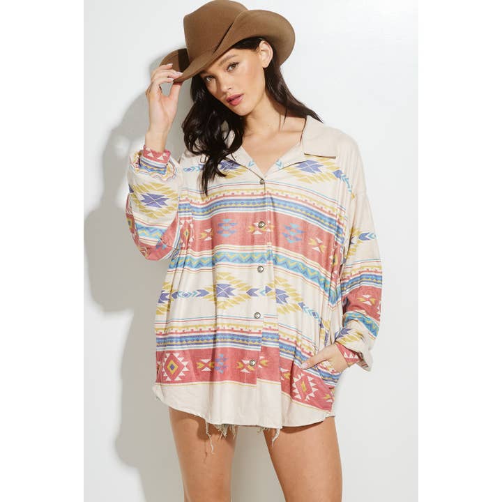 Aztec suede shirt jacket for wholesale by Phil Love