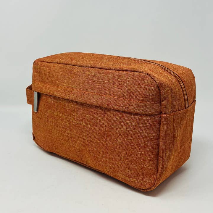 YOUZEY - Wholesale Toiletry Bag - Men's - Men's Orange Dopp Bag with outside zipper compartment