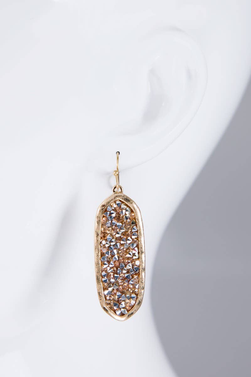 Urbanista – Engroshandel Hængeøreringe og creoløreringe – Ovale Glitter Stone Hook øreringe4