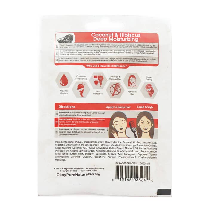 KT Supply – wholesale Hair leave-In conditioner – OKAY Coconut Hibiscus Leave In Conditioner Packet 1.25 Oz.1