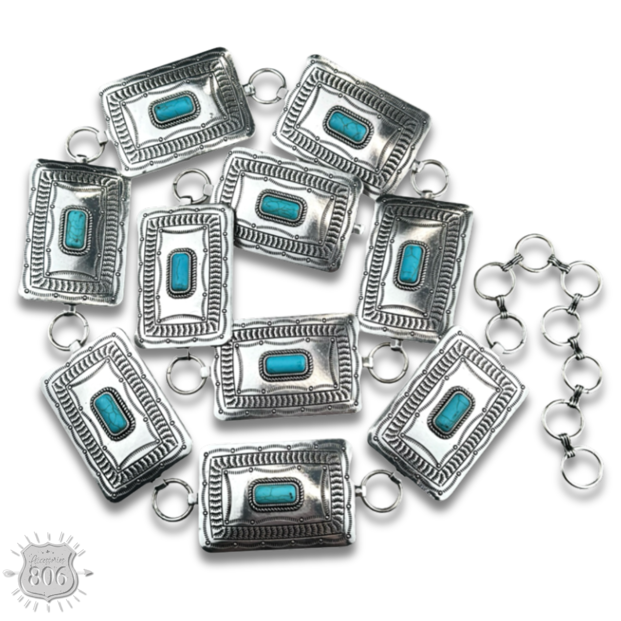 Pink Panache Brands - Wholesale Belt - Women's - Western rectangle concho belt with stones - LC0