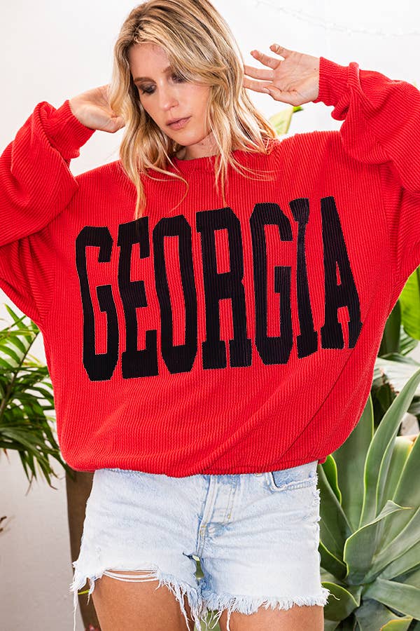 BUCKETLIST INC - Wholesale Graphic Sweatshirt - Women's - T1770C  Georgia Comfy Oversize Graphic Sweatshirt, Gameday2