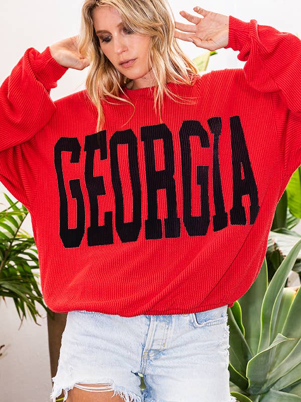BUCKETLIST - Wholesale Graphic Sweatshirt - Women's - T1770C  Georgia Comfy Oversize Graphic Sweatshirt, Gameday6