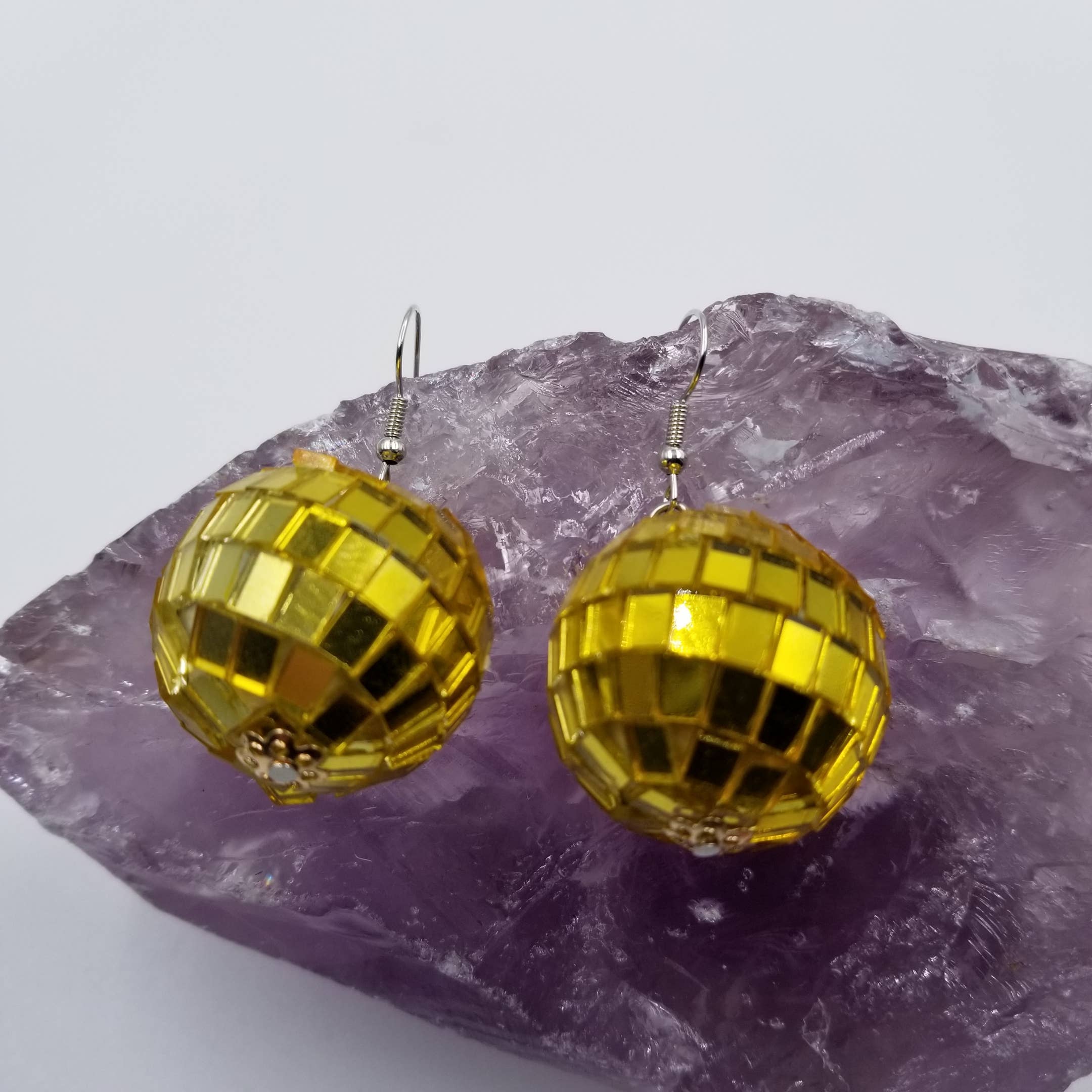 magnolia jewelry – wholesale Dangle earrings – Large Disco Ball Earrings - Silver or Red or Yellow3