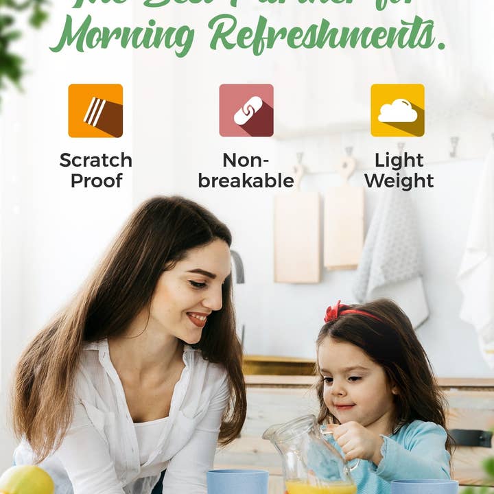 Greendish - Vente Verre/tasse - Ensembles de gobelets à boire en paille de blé écologique légers10