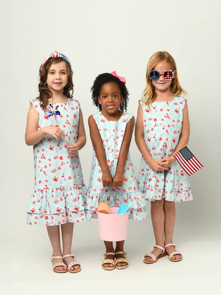 Minna - Wholesale Dress - Kids - Drop waist Dress - Summertime at the Cape Sea Creatures5