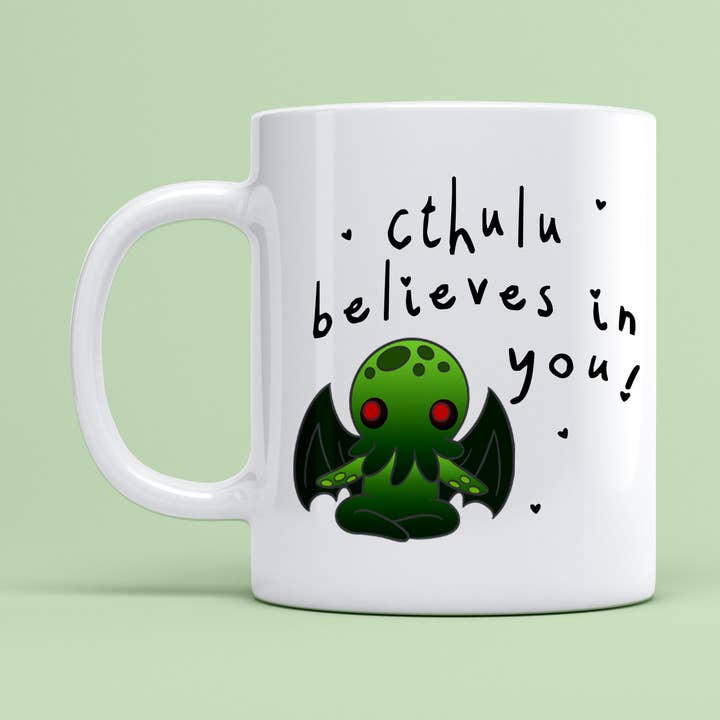Cthulu Believes Ceramic Mug for wholesale by Cronin's Books and Bits