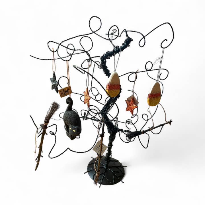 Halloween black ornament tree 18" tall for wholesale by Erik & Mike