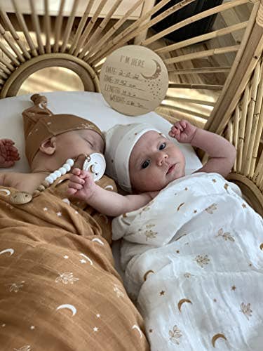 Miaoberry - Vendita all'ingrosso Set di copertine fascianti - Neonati - Set di Copertine in Mussola per Neonati in Cotone 100% Organico Miaoberry | Luna Boho in Bianco1