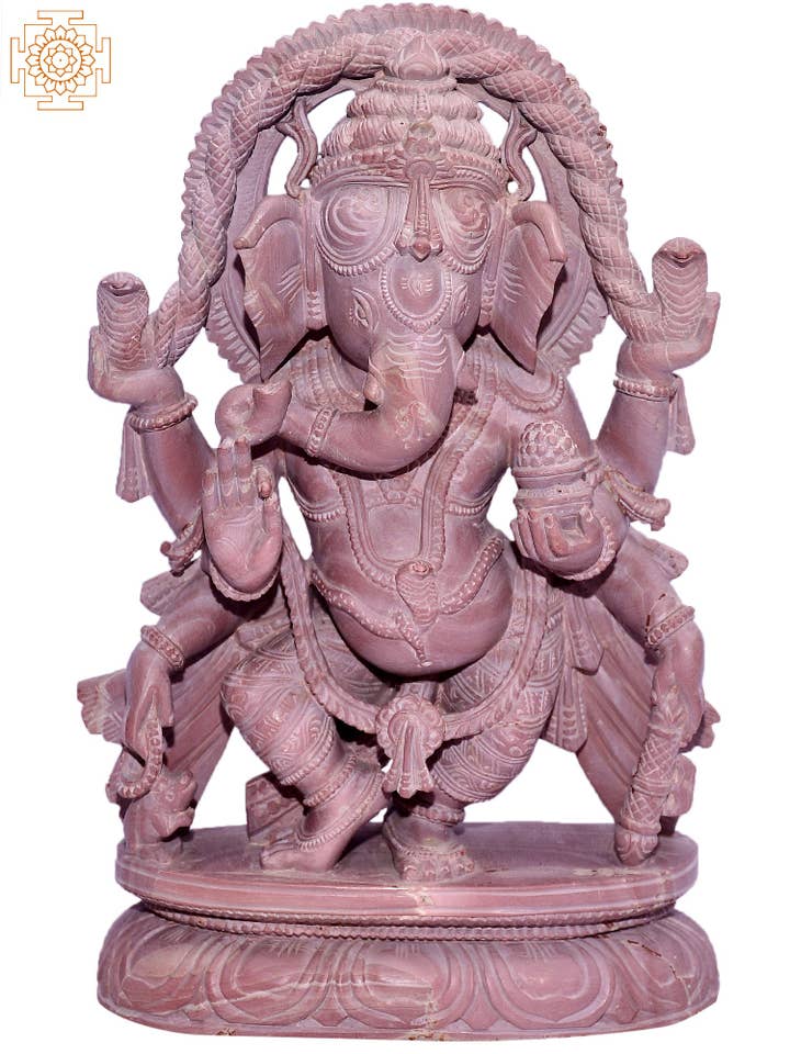 Ganesha, dieu hindou à six mains, 12 pouces | Orissa Stone pour la vente par Exotic India Art