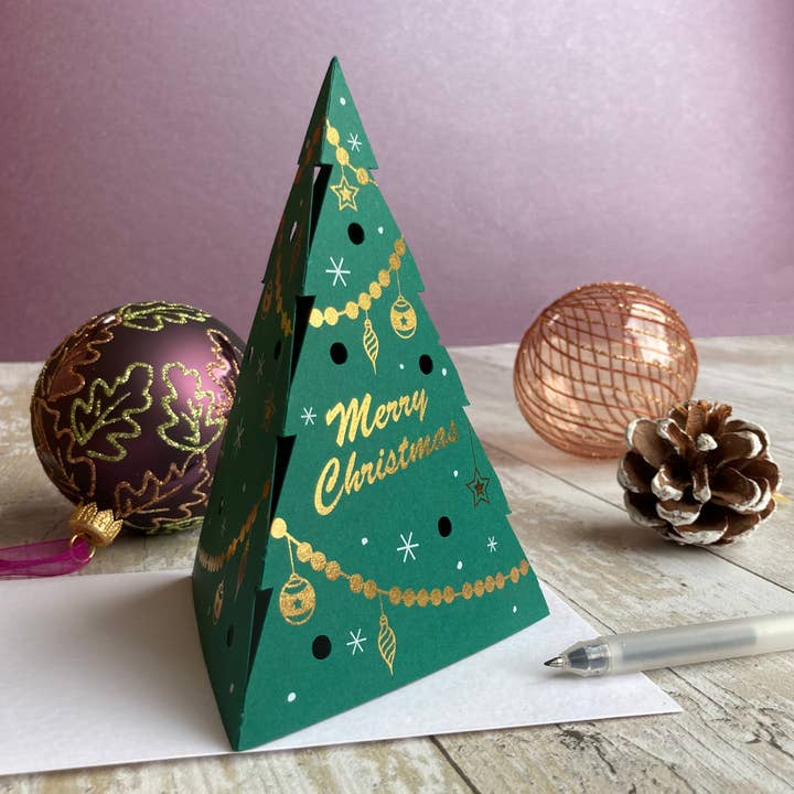 Tarjeta de árbol de Navidad 3D de lujo para venta al por mayor de Love Poppet