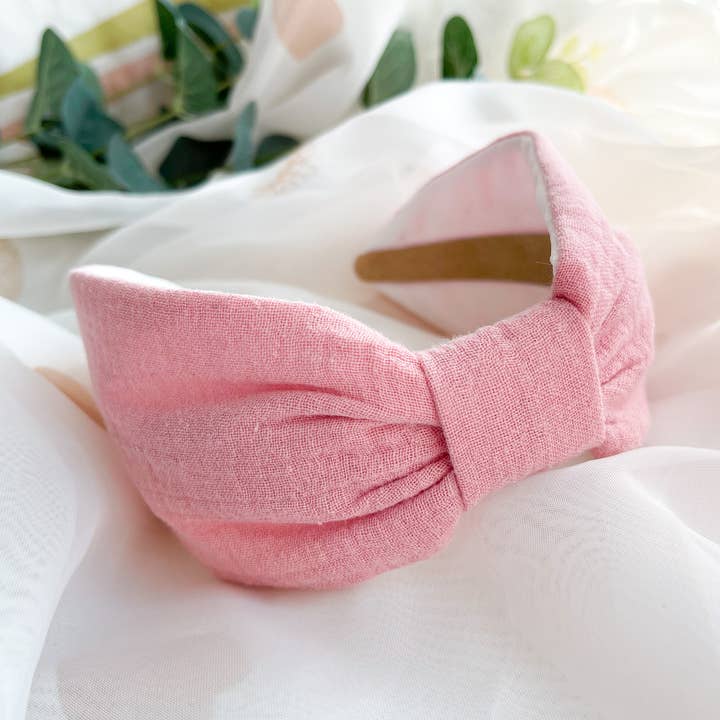 Bow Headband - Flat Knot Womens Hair Accessory - Pink for wholesale by Nine Designs Ltd