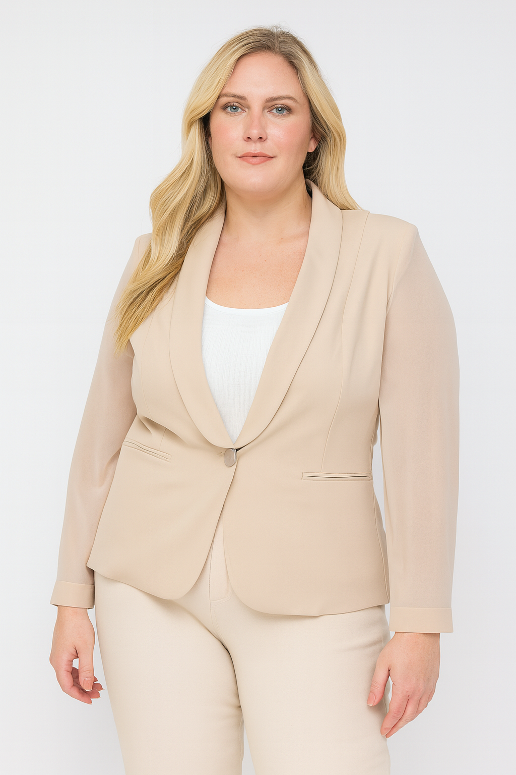 Afinity - Wholesale Jas - Dames - Damesjas grote maat A6163GT - mouwen van mousseline3