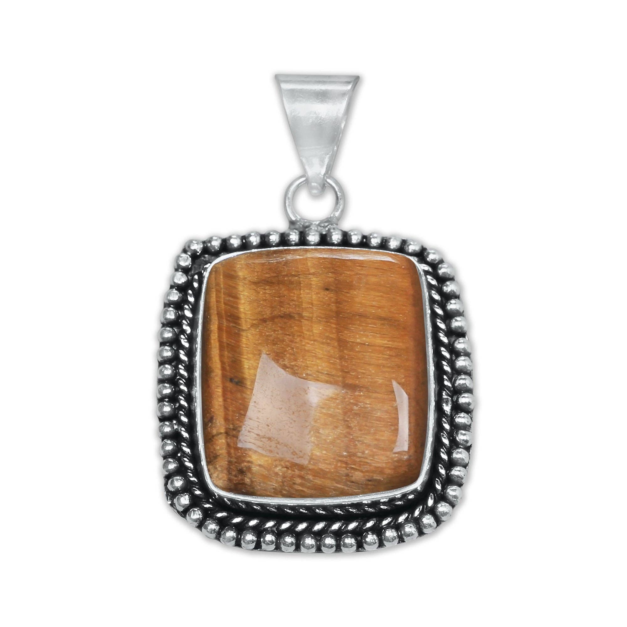 Handmade Jewels - Wholesale Individual Charm/Pendant - Tiger Eye Designer Pendants - Handmade, Silver-Plated, Assorted Designs/Sizes12