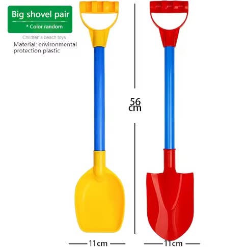 Toyarina - Wholesale Beach/pool toy – Child & baby - Large Kids Beach Sand Shovels and Rakes - 2 Pcs - Assorted2
