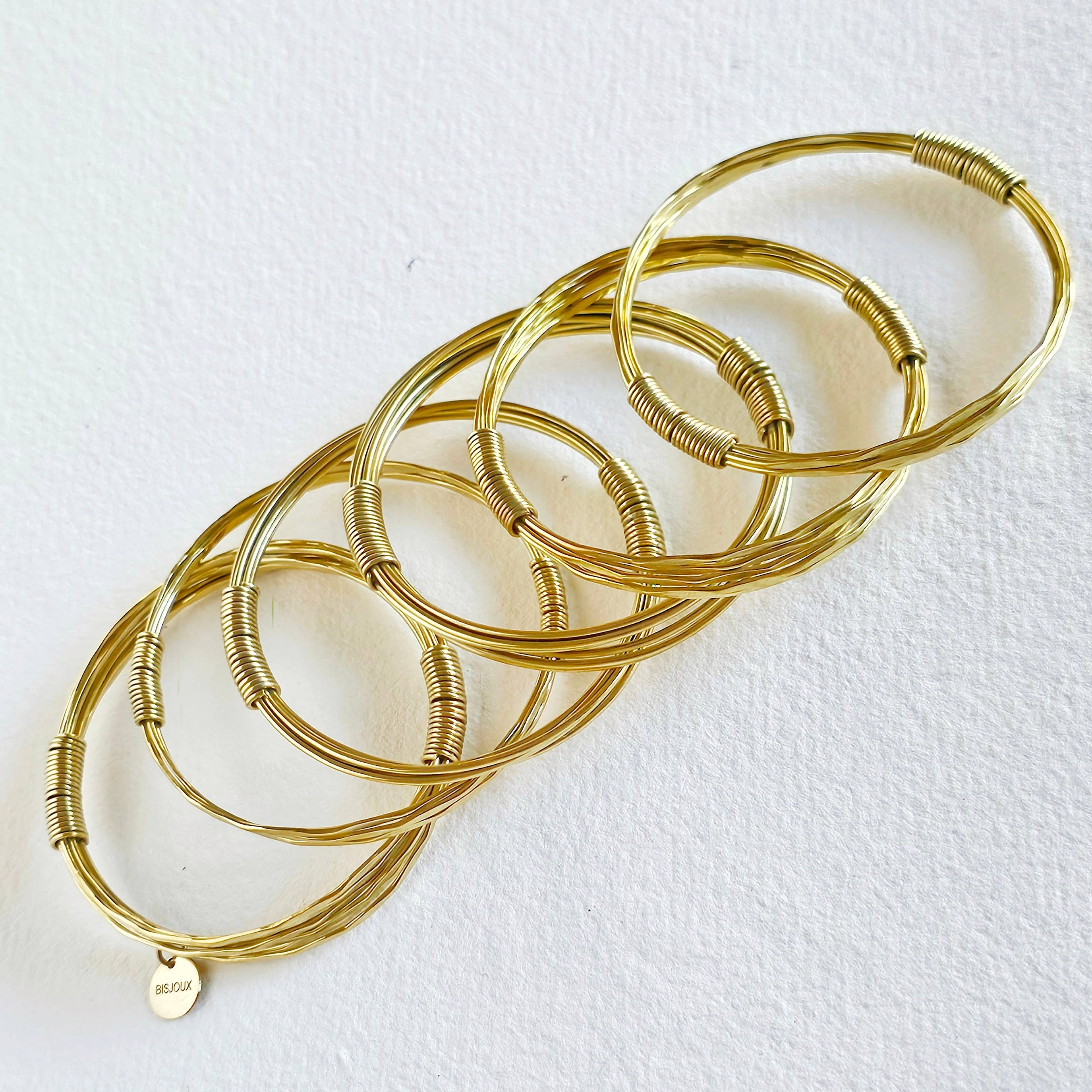 Bisjoux - Wholesale Bangle Bracelet - Brass twisted wire wrapped layered coil bangle bracelet11