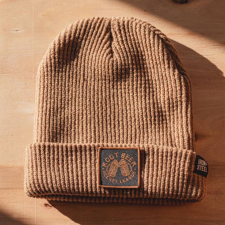 Root Beer Hockey League Waffle Beanie for wholesale by Iron+Steel Hockey