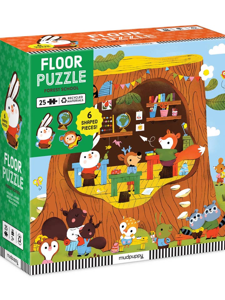 Forest School 25 Piece Floor Puzzle with Shaped Pieces for wholesale by Chronicle Books