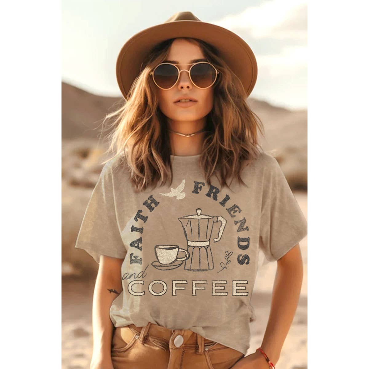 HRTandLUV - Wholesale T-Shirt (Graphic) - Women's - FAITH FRIENDS AND COFFEE MINERAL GRAPHIC TOP2