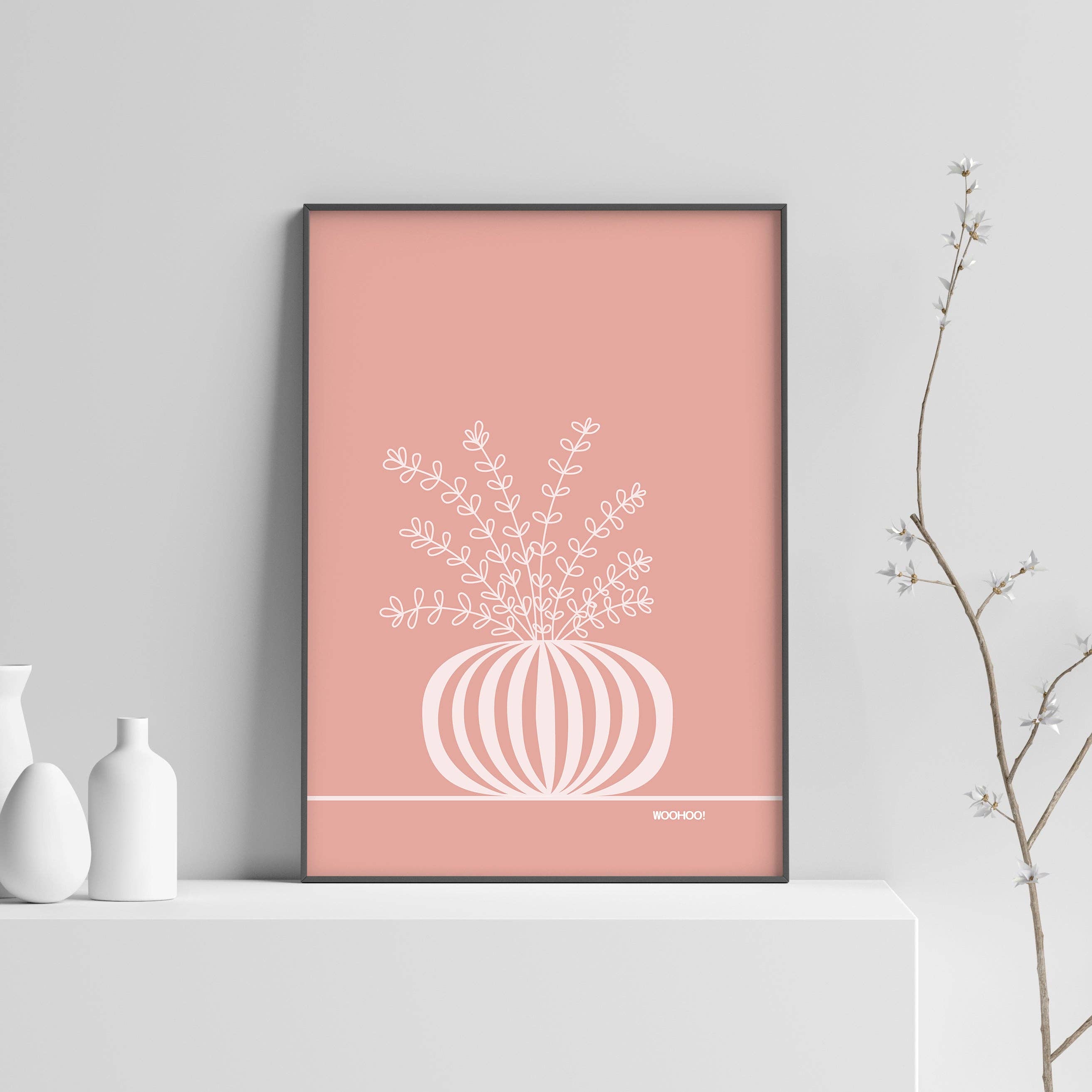 Woo Hoo Prints - Wholesale Art Print - BOTANICAL PLANT PEACH PINK PRINT1