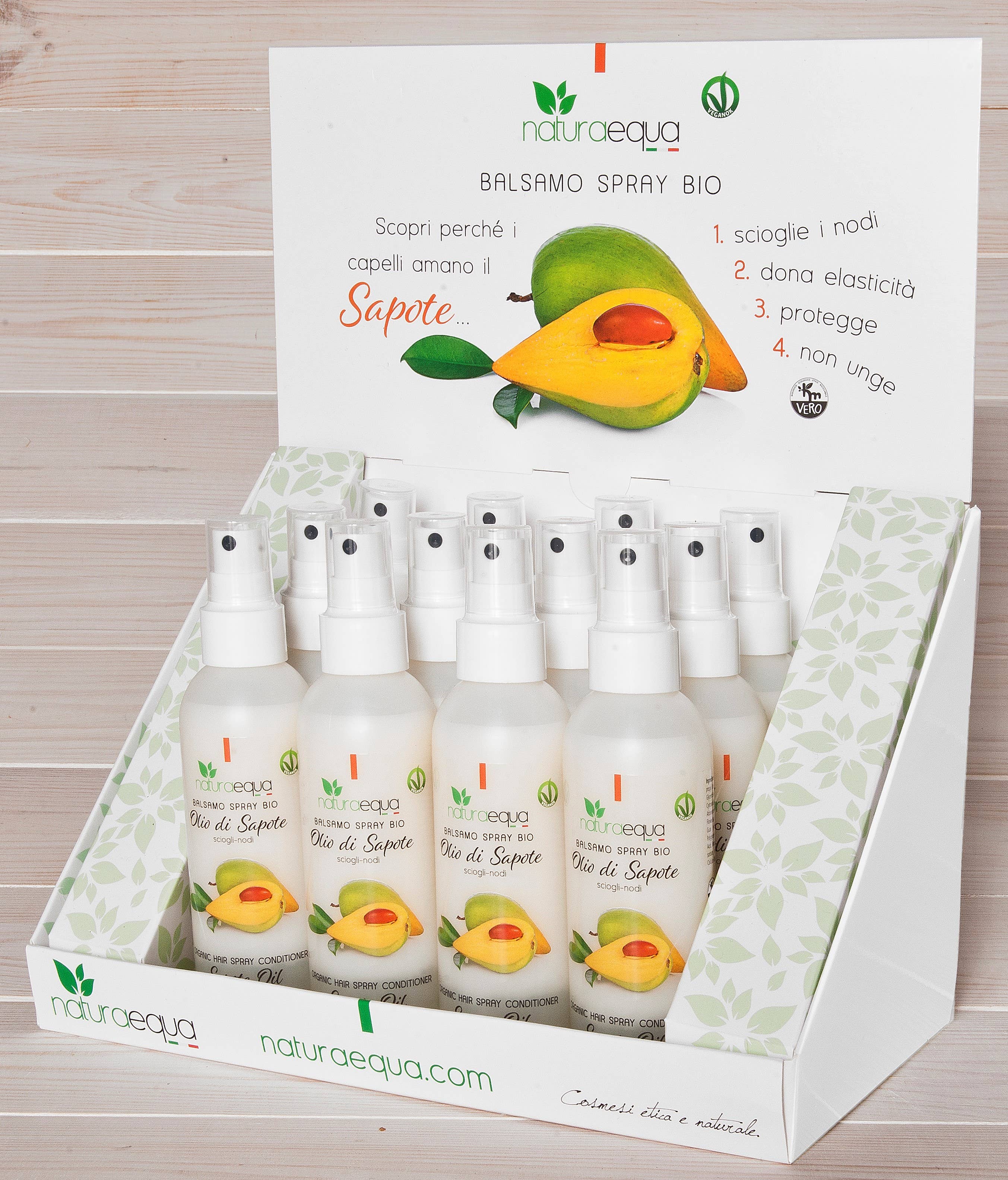 NaturaEqua - Wholesale Face & Body Mist/Water - Sapote detangling spray display (12 pieces)0