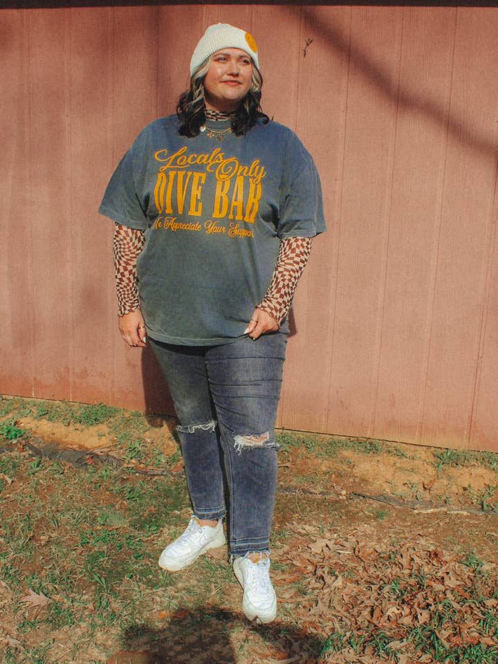 The Clandestine Underground - Wholesale Screen Printed T-Shirt - Unisex - Locals Only Dive Bar, Western Oversized TShirt1