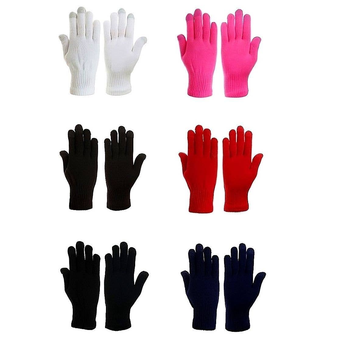 Diacly - Wholesale Gloves - Unisex - 12pk Black Cotton Stretch Warm Color Gloves1