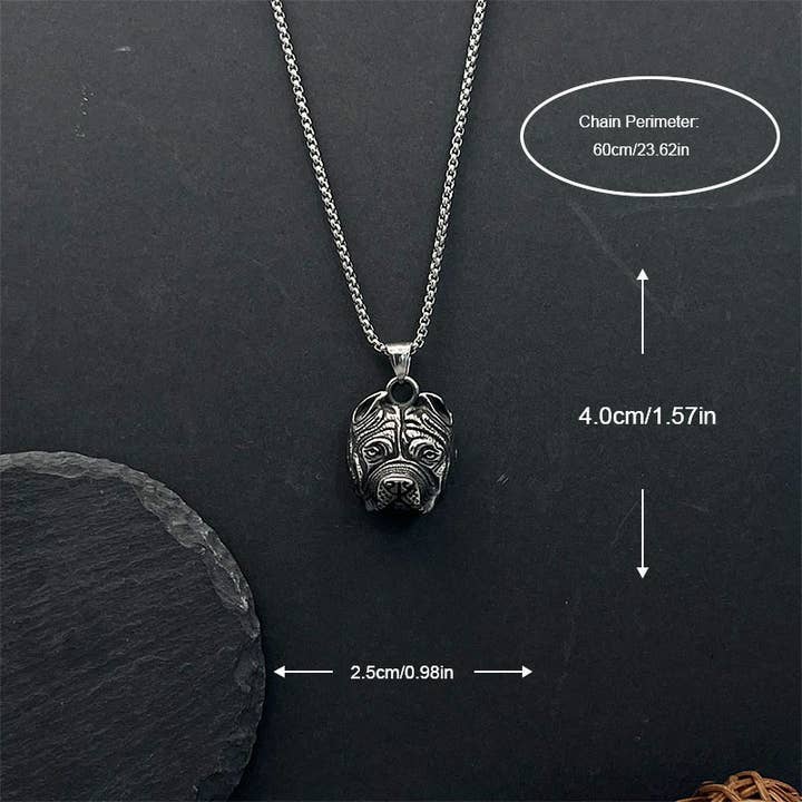 GemMeet - Wholesale Pendant/Charm Necklace - DIY Shar Pei Stainless Steel Pet Necklace 2