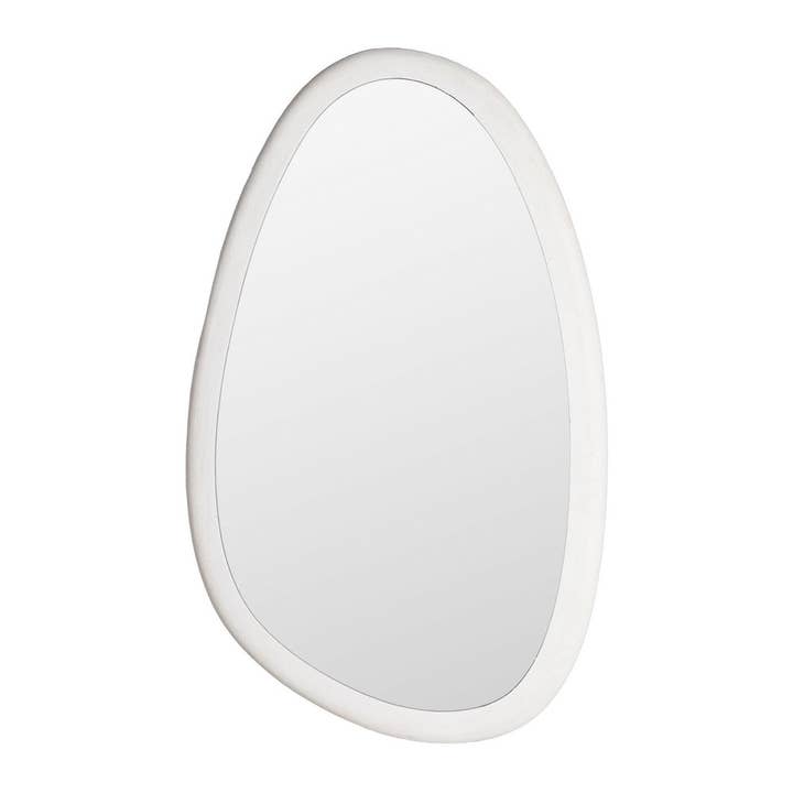 Asymmetrical Matte White Wall Mirror for wholesale by Decor Petit