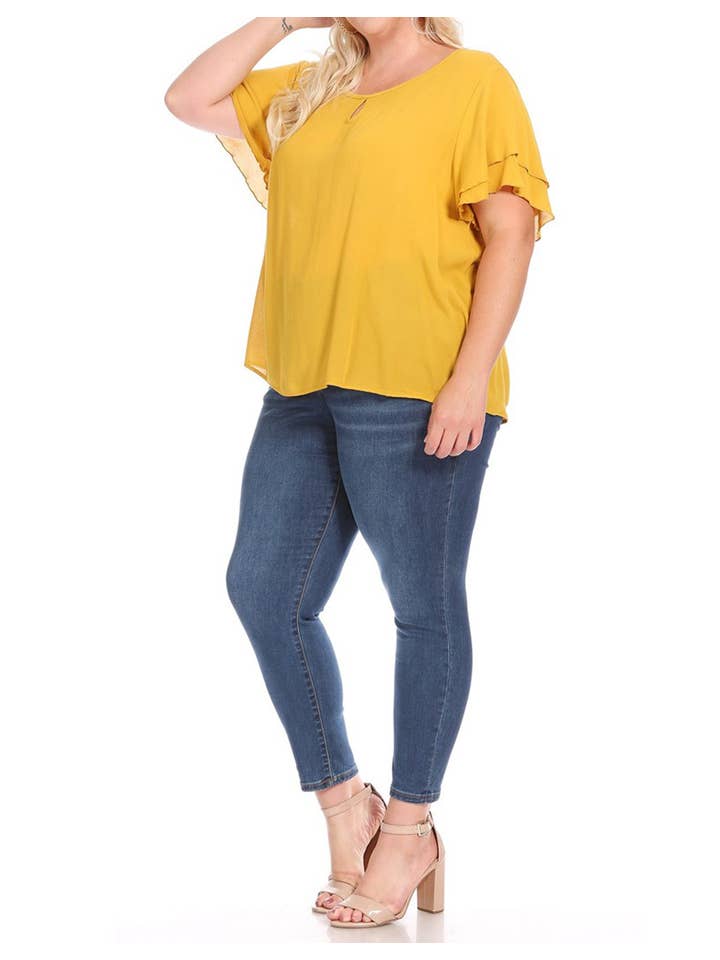 MOA COLLECTION - Wholesale Blouse - Women's - Women's Plus Size Short Sleeve Round Neck Blouse Top15